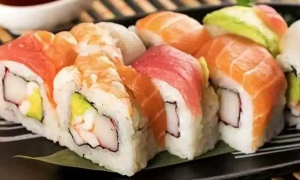 A variety of sushi rolls with fresh seafood and vegetables at A J House, a Asian Restaurant in Clarkesville